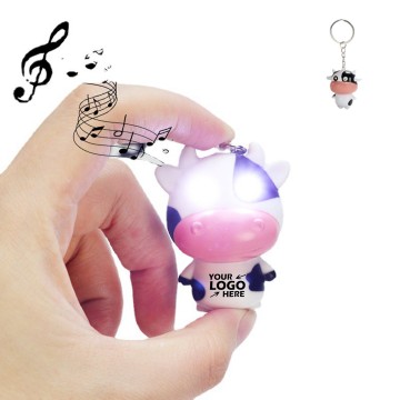 LED Cow Flashlight Key Chain with Sound